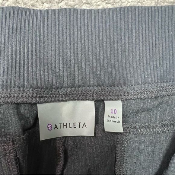 Athleta Midtown Trouser Womens 10 Gray Flare Wide Leg Pants Drawstring Pull On - Picture 6 of 10